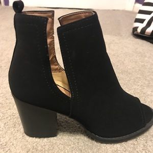 Black open toed booties
